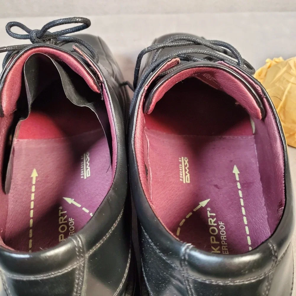 Rockport Oxford Shoes Mens 10.5W‎ Black Leather Walk Dry Waterproof APM11491